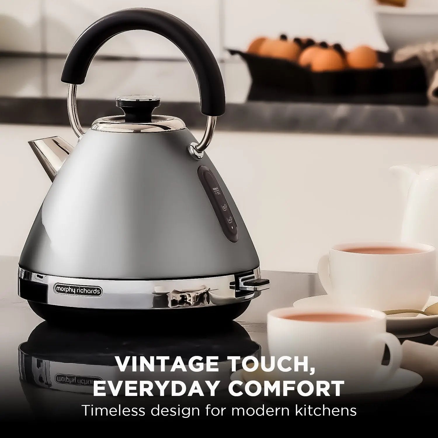 Morphy Richards 1.5L Venture Collection Pyramid Kettle in Steel Grey Wholesale Hub
