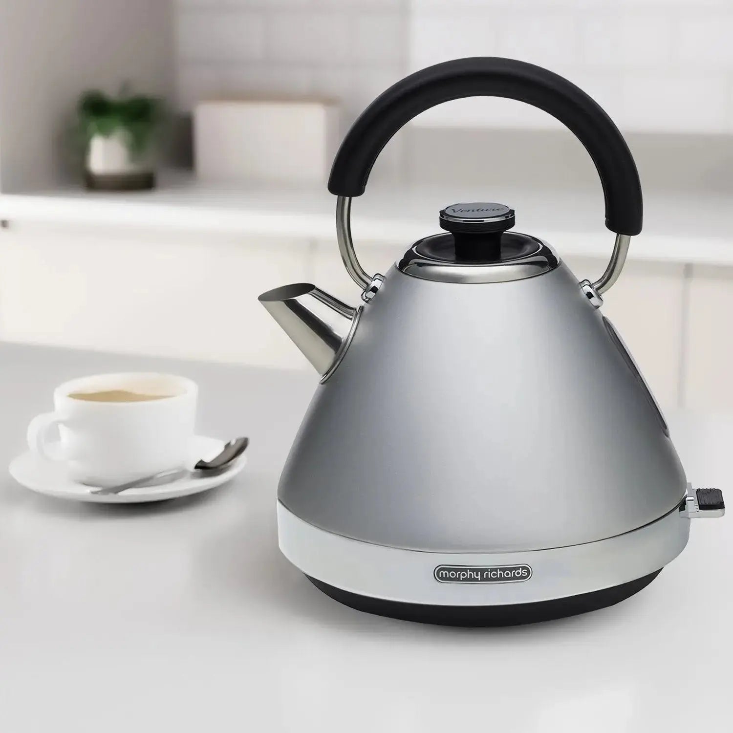 Morphy Richards 1.5L Venture Collection Pyramid Kettle in Steel Grey Wholesale Hub