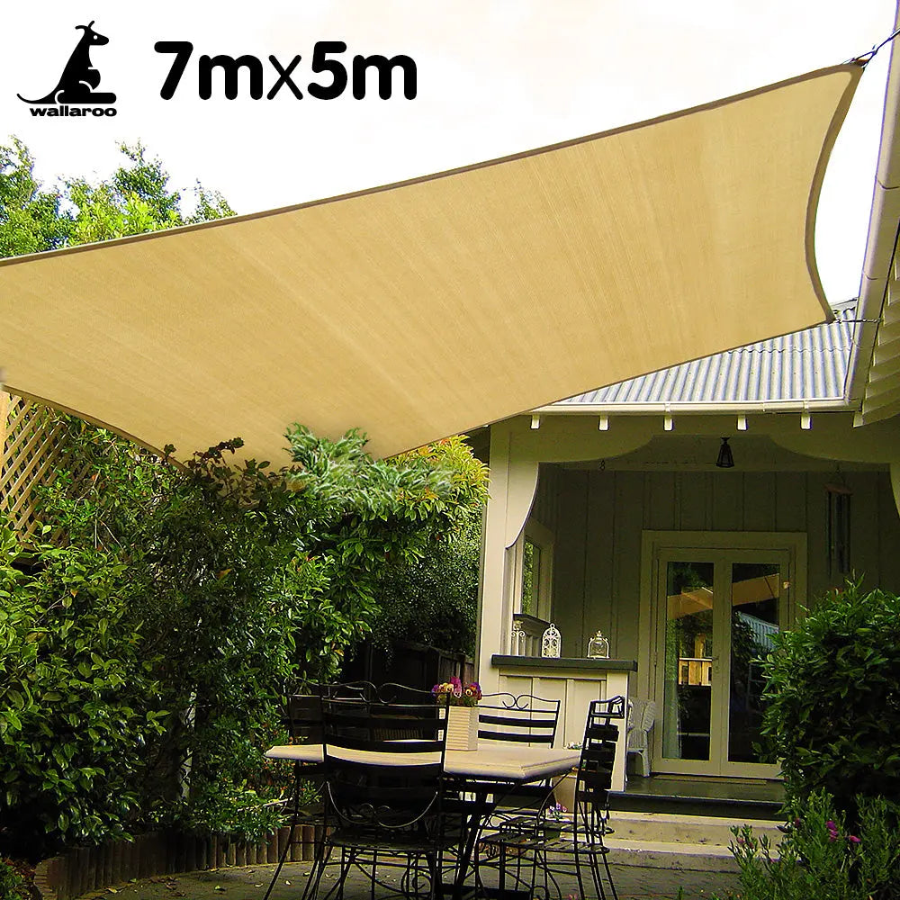Wallaroo Rectangular Shade Sail 7m x 5m - Sand Wholesale Hub