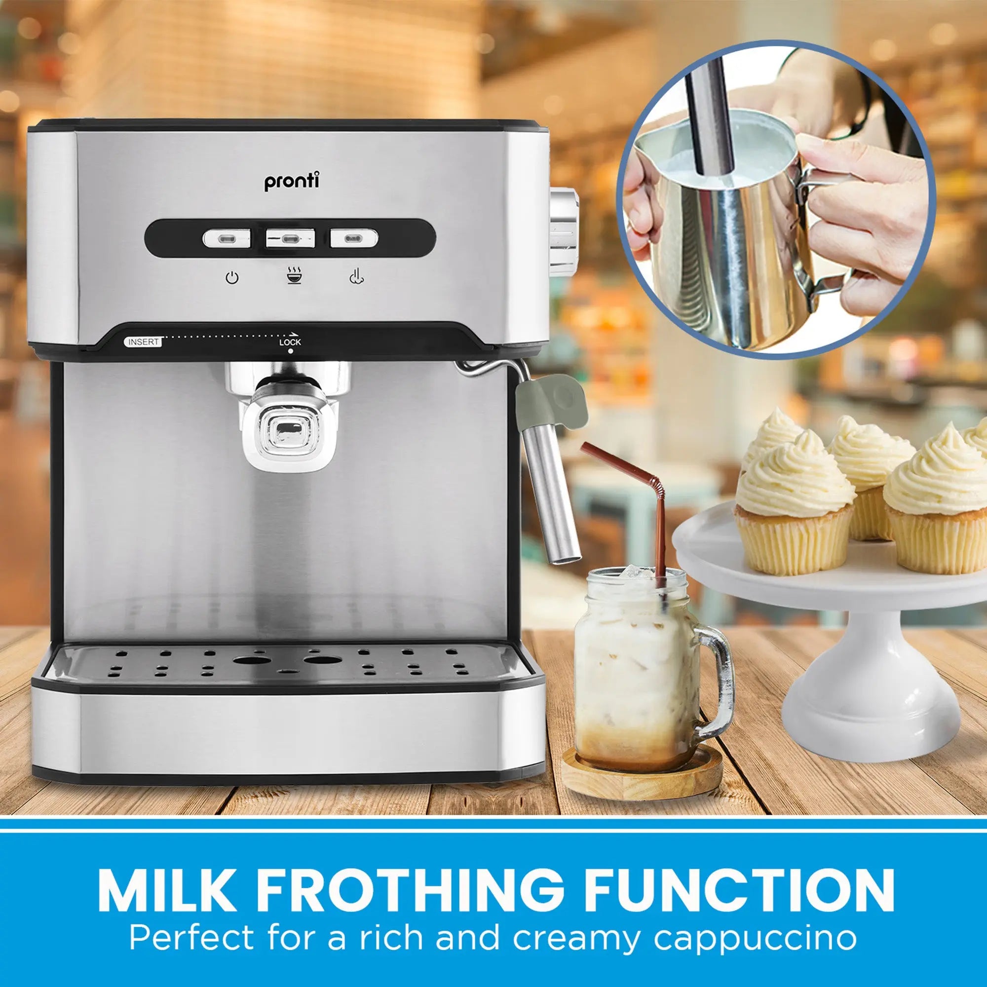 Pronti Breakfast Set with 1.6L Coffee Machine, Silver Noir Toaster & Kettle Wholesale Hub