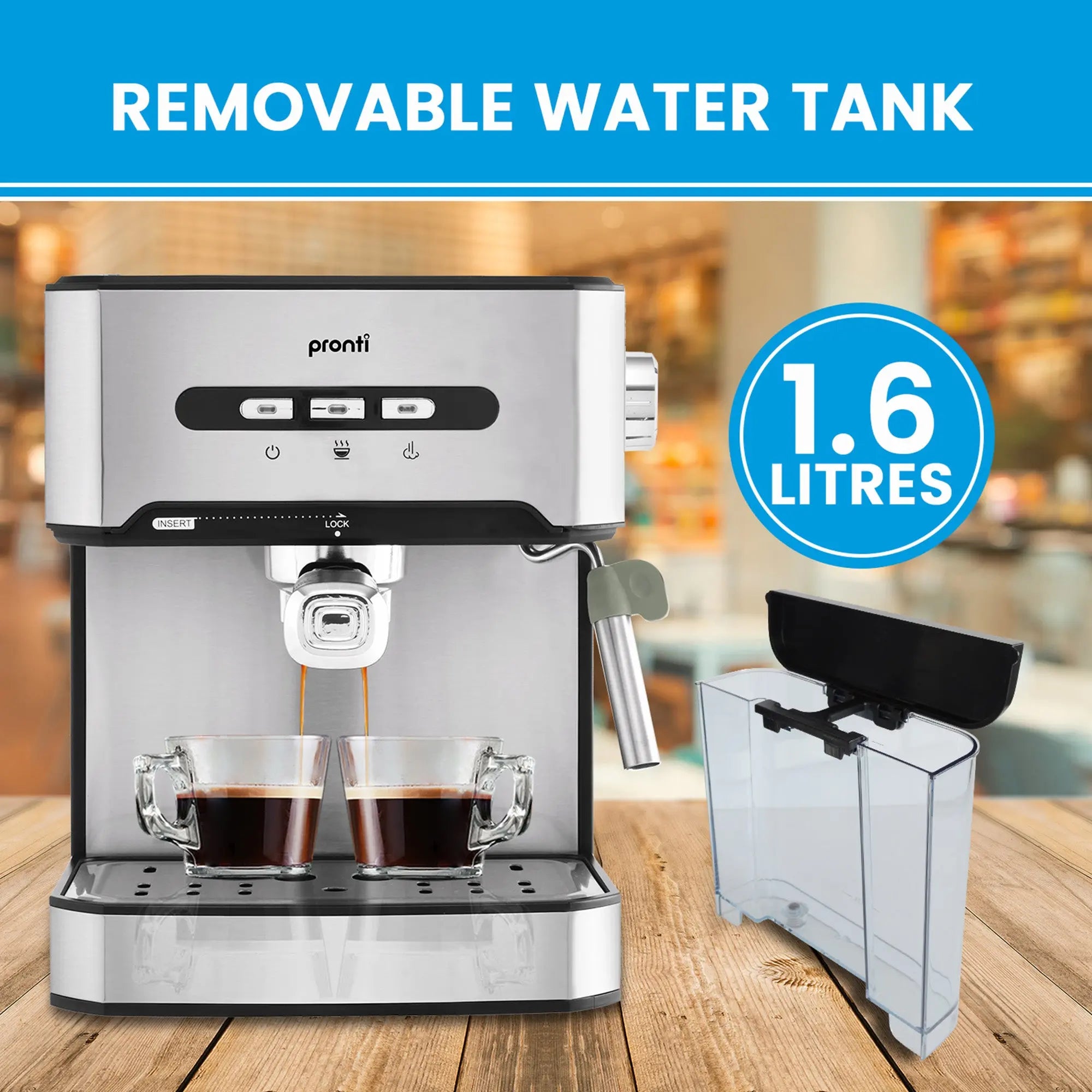 Pronti Breakfast Set with 1.6L Coffee Machine, Silver Noir Toaster & Kettle Wholesale Hub