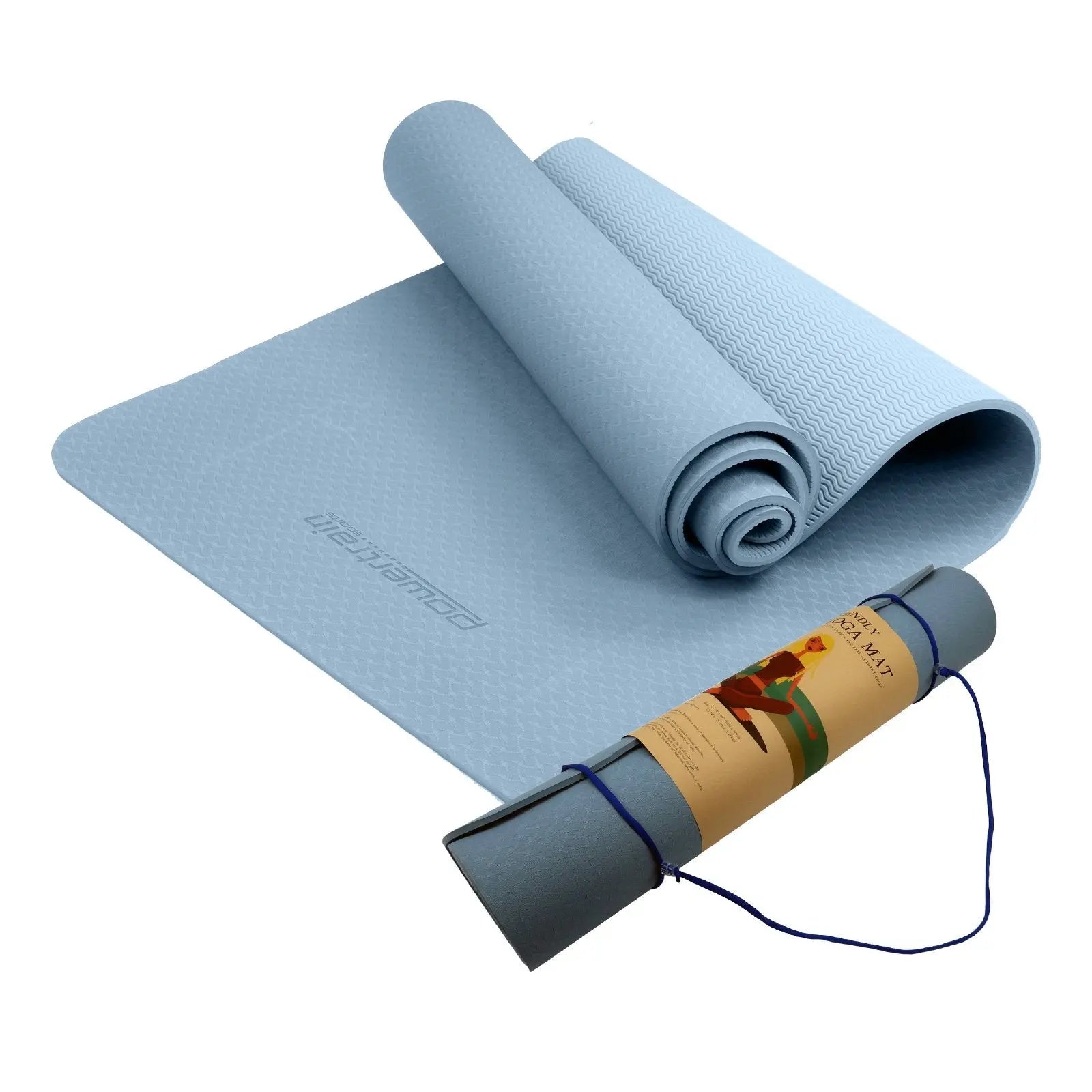 Powertrain Dual Layer 6mm Yoga Mat | Sky Blue | Non-slip Surface And Carry Strap For Ultimate Comfort And Portability Wholesale Hub