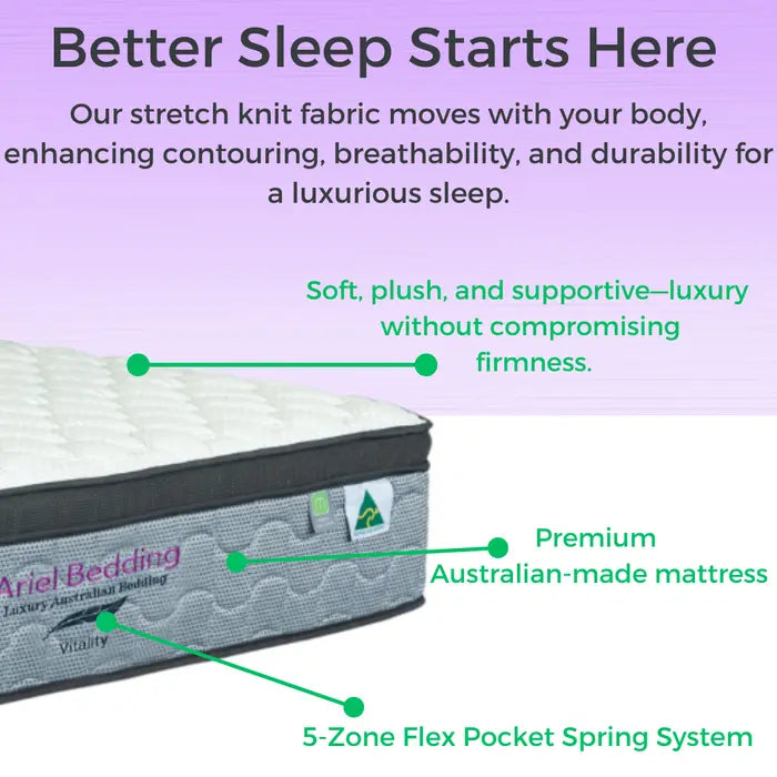Ariel Vitality Mattress - 5 Zoned Pocket Spring Mattress - Medium/Firm - DOUBLE Wholesale Hub