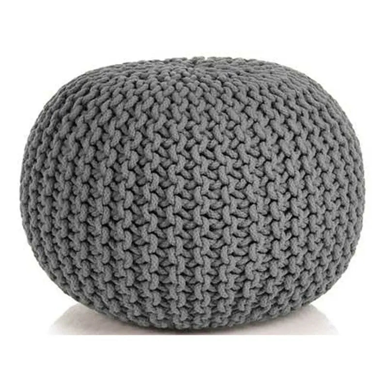 Braided Ottoman Pouffe Footstool Hand Knitted (Grey) Wholesale Hub