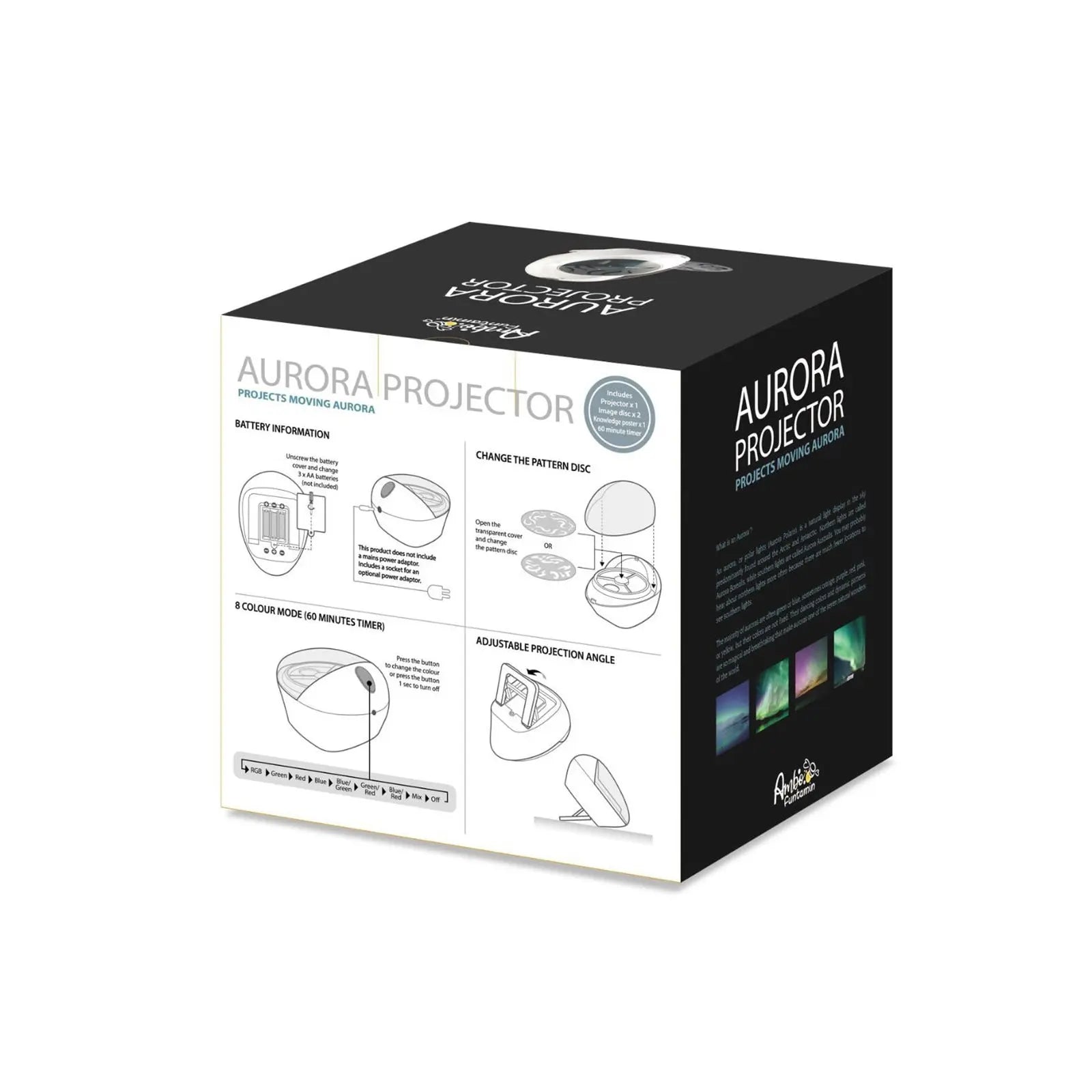 Aurora Projector Moving Night Light 8 Colour Mode - Kids Learning Toy Wholesale Hub