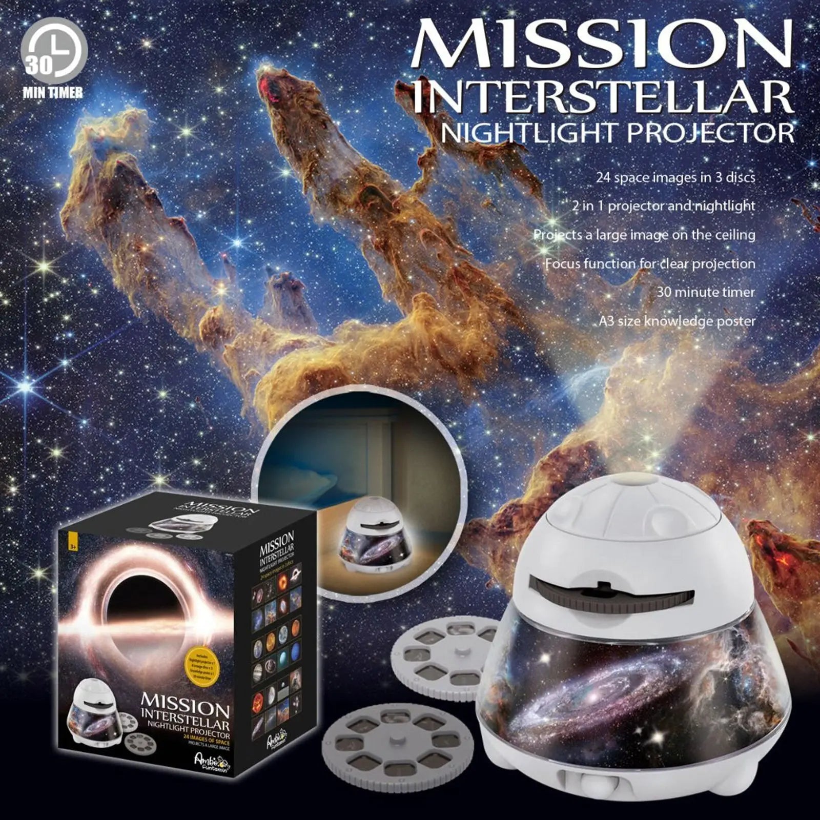 Mission Interstellar Dreamy Sky Night Light Projector - Kids STEAM Toy Wholesale Hub