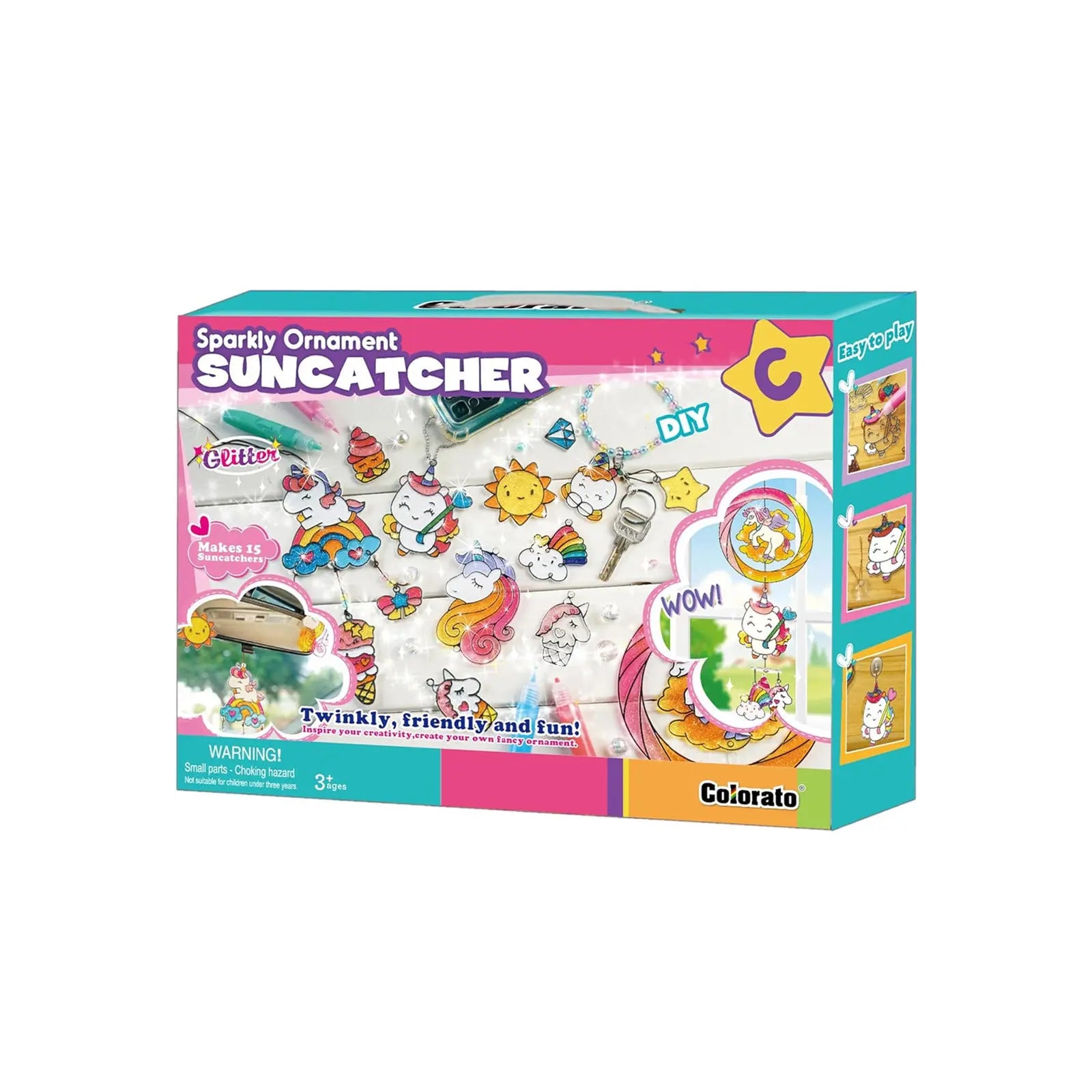 Sparkly Ornament Suncatcher - DIY for Kids Art Craft Colouring PaintingSet Wholesale Hub