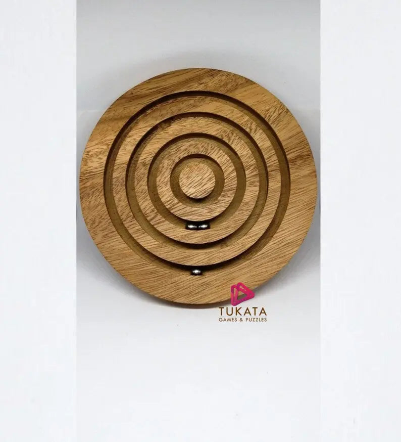 Marble run brain teaser puzzle, wood, handmade 3D puzzle-get all 3 marbles together Wholesale Hub