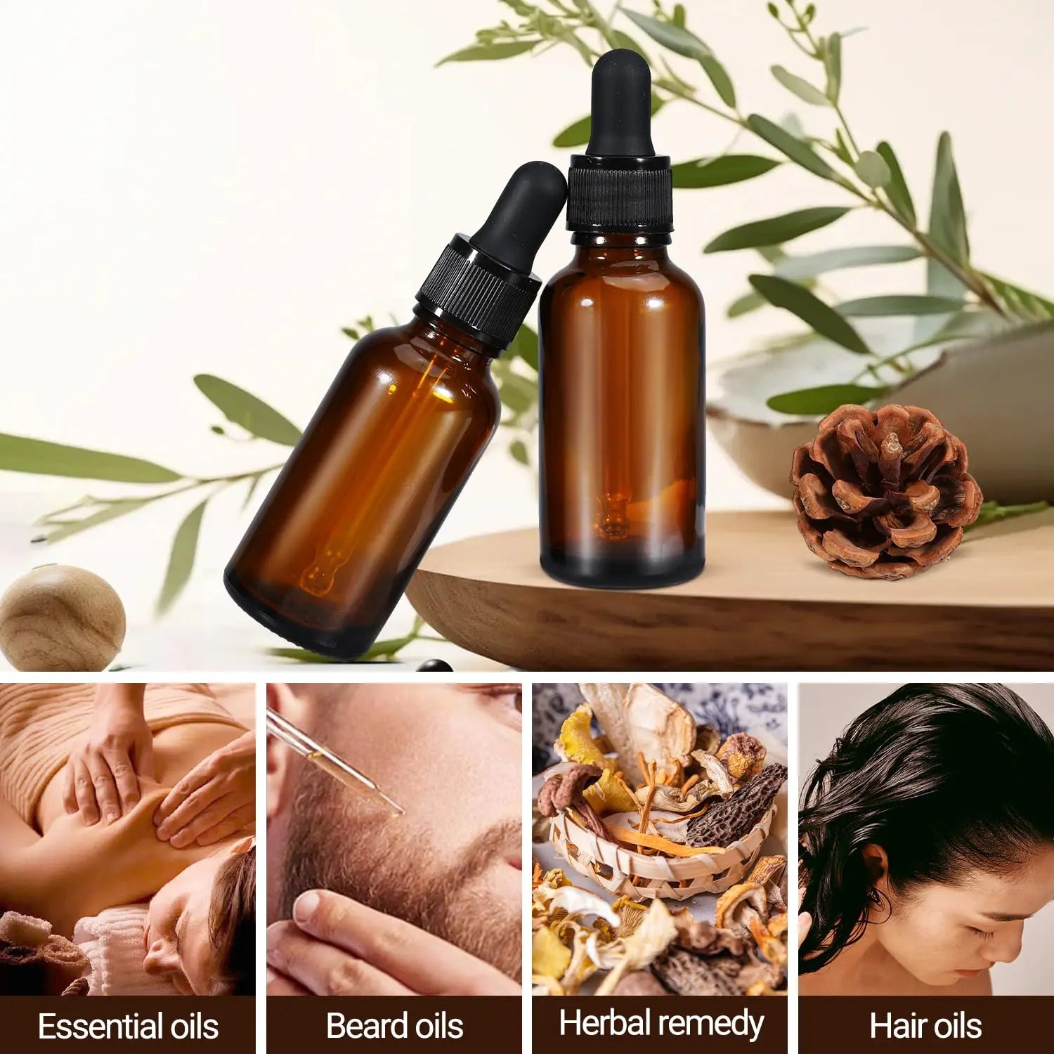 30ml (5 Pack) Amber Glass Dropper Bottle Liquid Essential Oils Bottle Bottles Leakproof Glass Tincture Bottles Wholesale Hub
