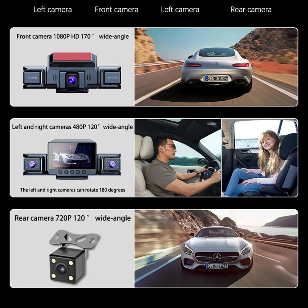 4-Channel 360° Panoramic 1080P HD Dash Cam Comes With 32GB TF Card Wholesale Hub