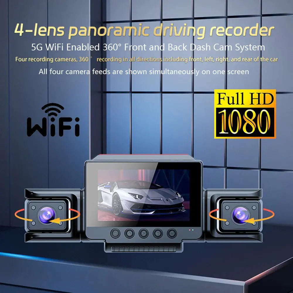 4 Channel 5G WiFi Dashcam FHD 1080P 170° Wide Angle G-Sensor with 64GB Card Wholesale Hub