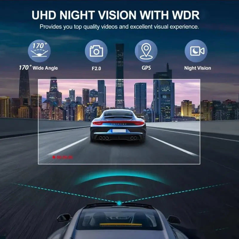 4K+2.5K Dual Dash Cam with WiFi GPS ADAS, Front and Rear Car Camera Recorder with 32GB Card Wholesale Hub