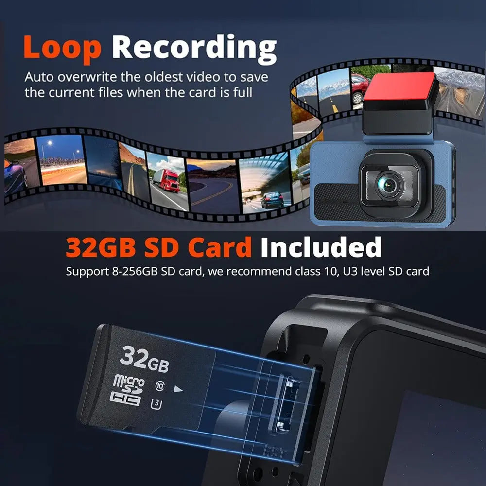 4K+2.5K Dual Dash Cam with WiFi GPS ADAS, Front and Rear Car Camera Recorder with 32GB Card Wholesale Hub