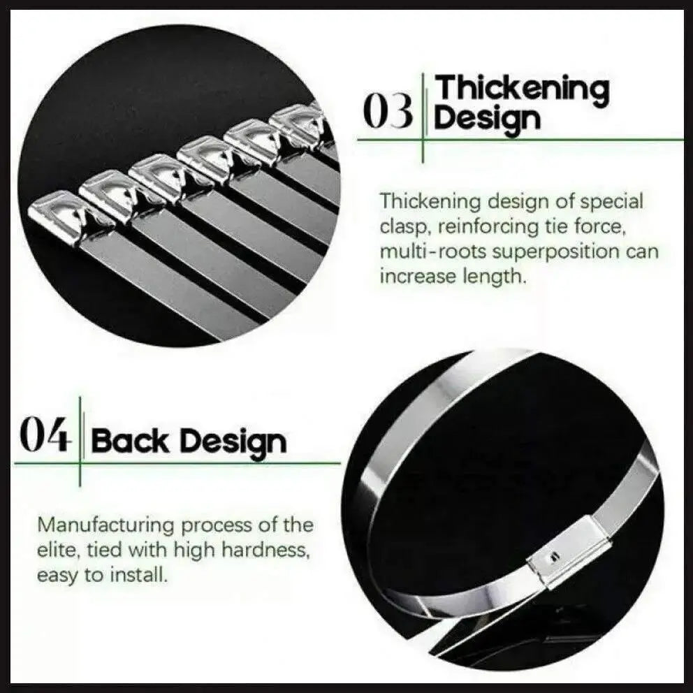 100x Stainless Steel Cable Ties SS304 Marine Grade Zip Strap Locking Wrap 100-800mm - 4.6*250mm Wholesale Hub