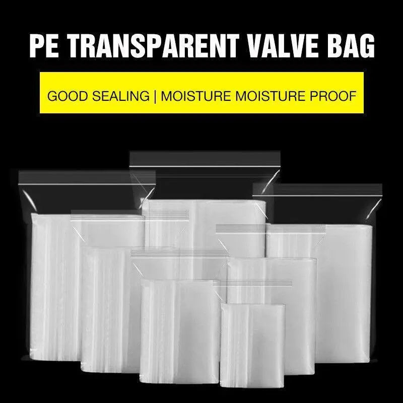 100PCS 100micron Bulk Clear Resealable PE Plastic Zip Bags - 23*33CM Wholesale Hub