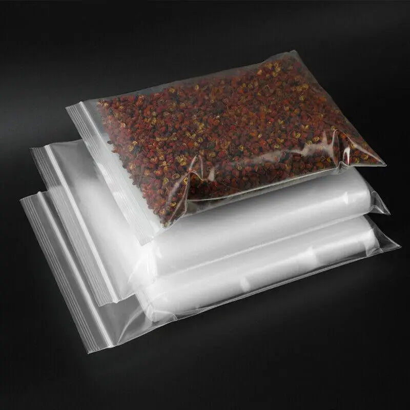 100PCS 100micron Bulk Clear Resealable PE Plastic Zip Bags - 23*33CM Wholesale Hub