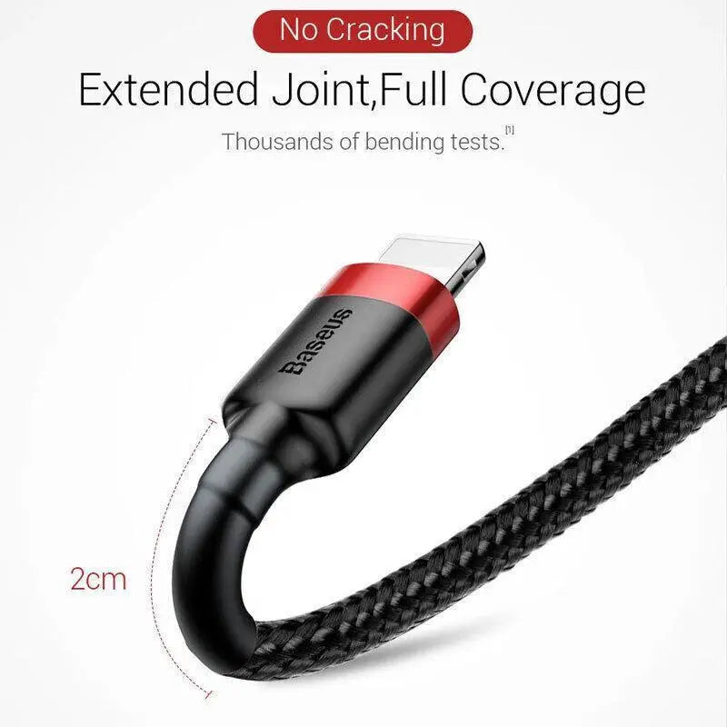 Grey Black Genuine BASEUS 2.4A USB to Lighting Charging Cable Cord for iPhone 13 12 Pro XS - 3 m Wholesale Hub