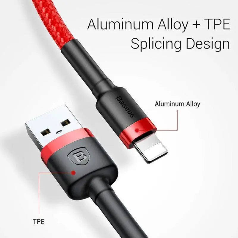 Grey Black Genuine BASEUS 2.4A USB to Lighting Charging Cable Cord for iPhone 13 12 Pro XS - 3 m Wholesale Hub