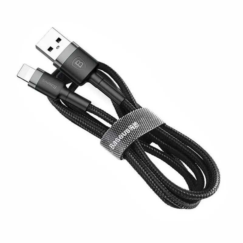 Grey Black Genuine BASEUS 2.4A USB to Lighting Charging Cable Cord for iPhone 13 12 Pro XS - 3 m Wholesale Hub