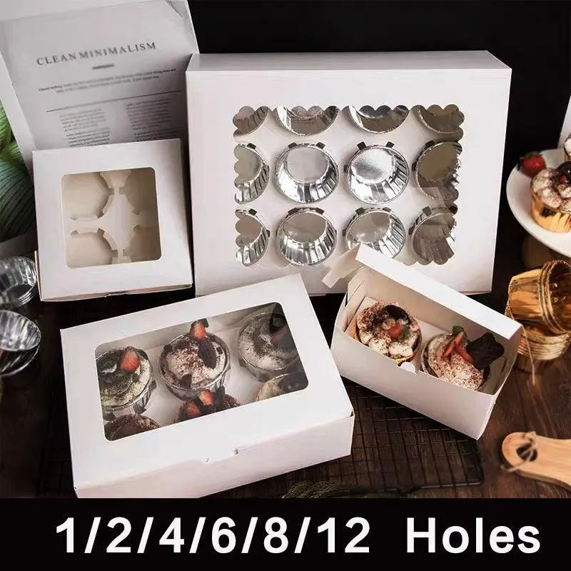 Cupcake Box Cases 1/2/4/8/12 Holes Window Face Cases Party Wedding Muffin Baking - 12 Holes 5PCS Wholesale Hub