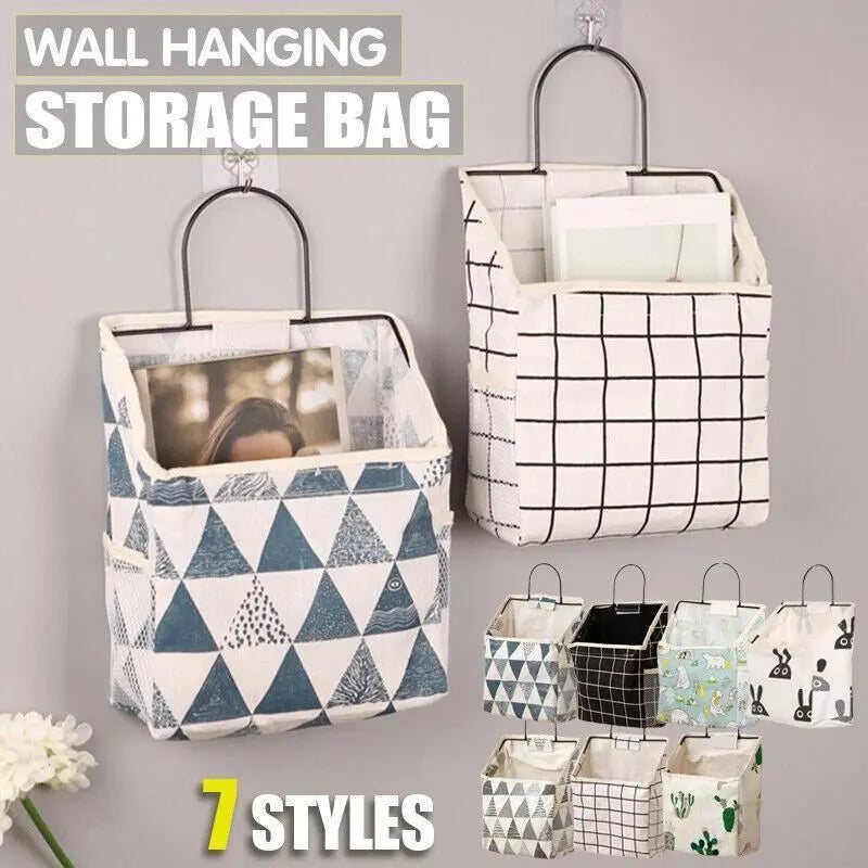 Wall Hanging Storage Bag Home Wardrobe Organiser Pouch Book Holder Phone Pocket - Black Rabbit Wholesale Hub