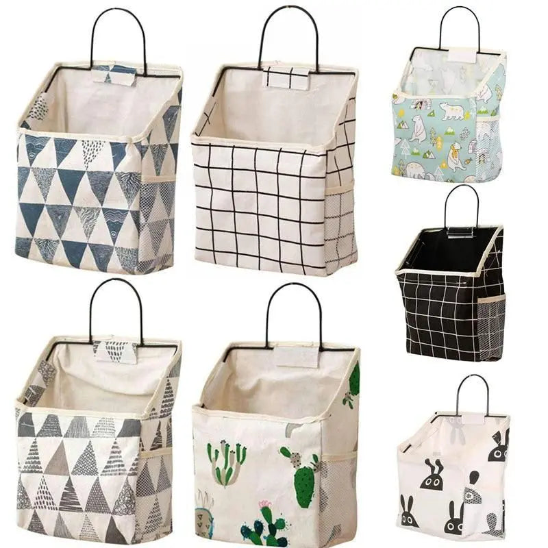 Wall Hanging Storage Bag Home Wardrobe Organiser Pouch Book Holder Phone Pocket - Black Rabbit Wholesale Hub