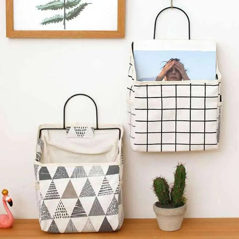 Wall Hanging Storage Bag Home Wardrobe Organiser Pouch Book Holder Phone Pocket - Black Rabbit Wholesale Hub
