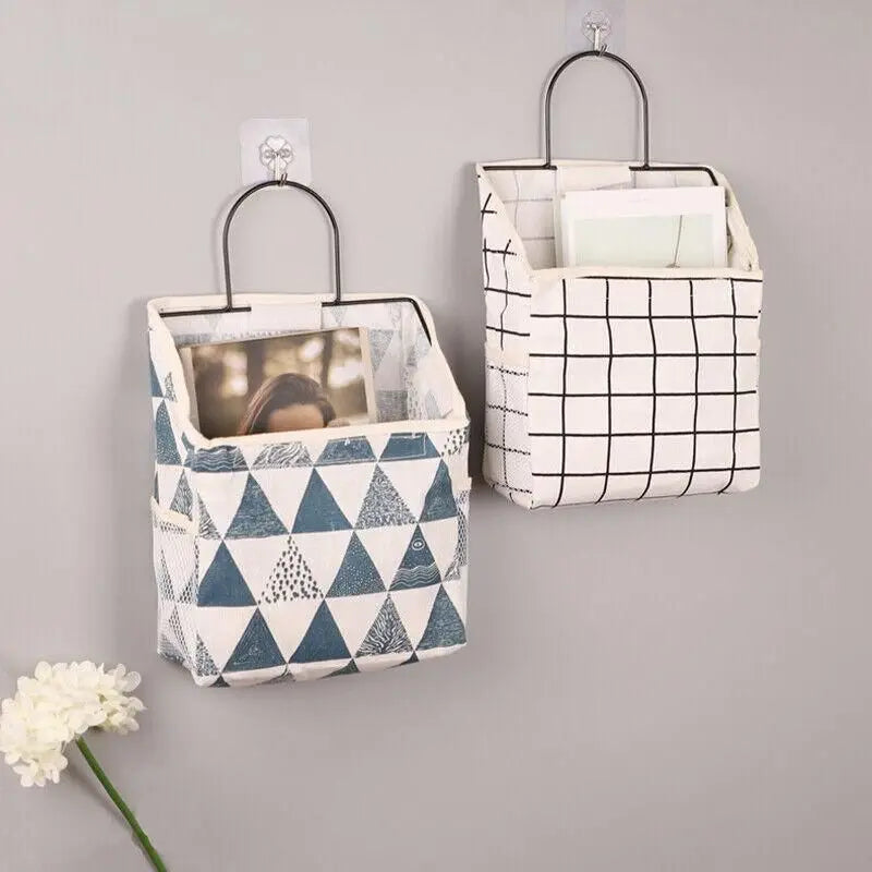 Wall Hanging Storage Bag Home Wardrobe Organiser Pouch Book Holder Phone Pocket - Black Rabbit Wholesale Hub