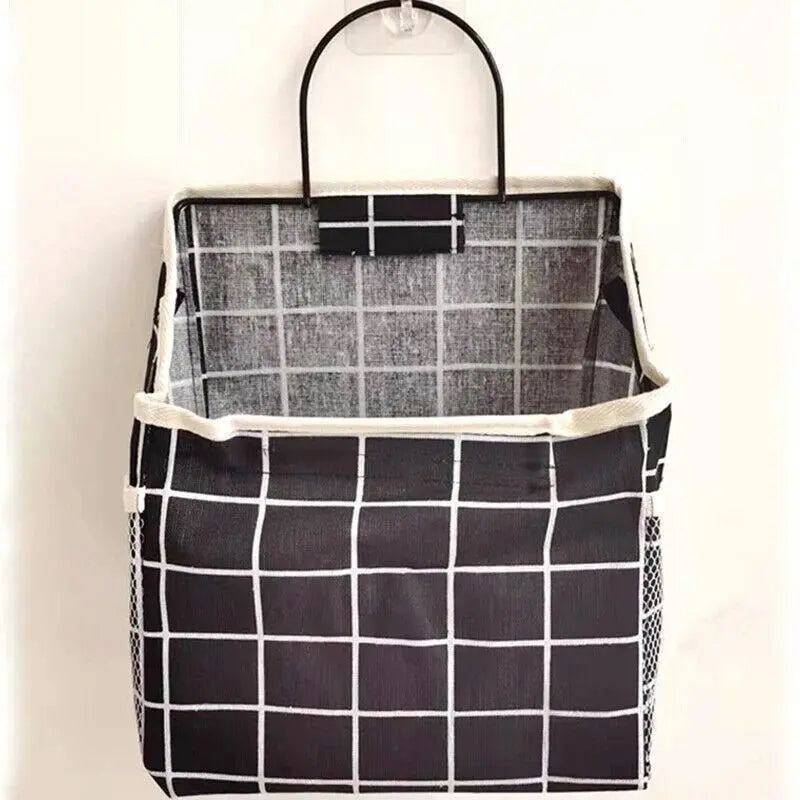 Wall Hanging Storage Bag Home Wardrobe Organiser Pouch Book Holder Phone Pocket - Black Rabbit Wholesale Hub