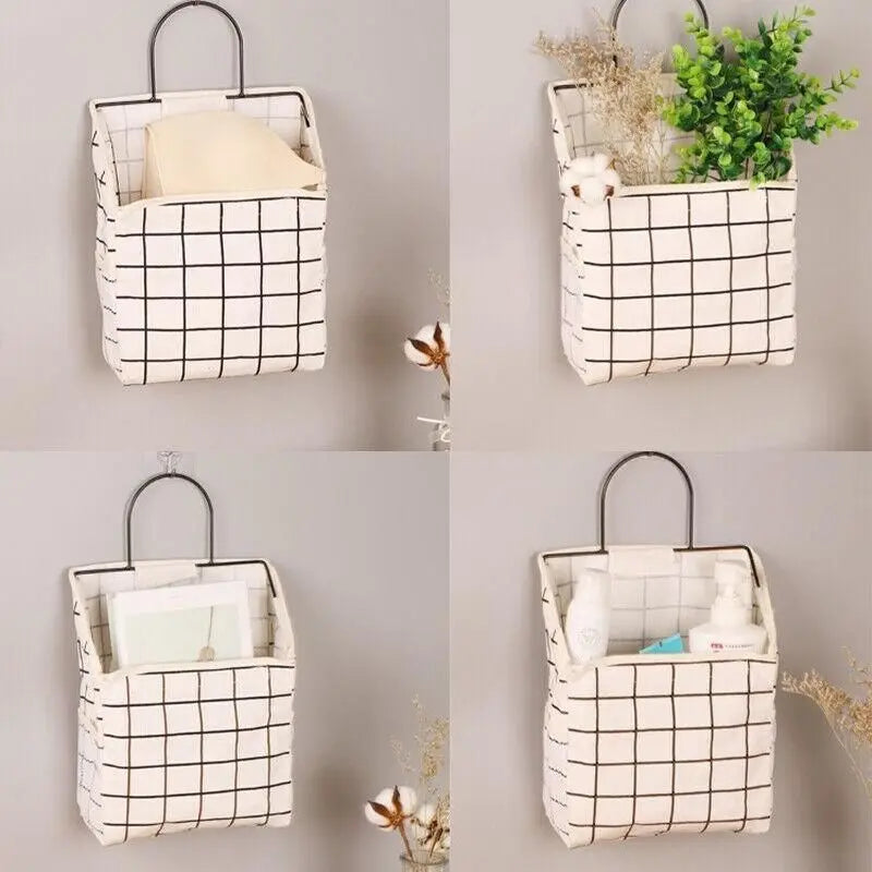 Wall Hanging Storage Bag Home Wardrobe Organiser Pouch Book Holder Phone Pocket - Black Rabbit Wholesale Hub