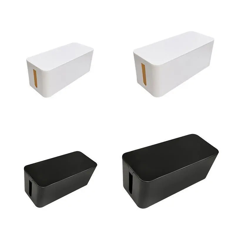 Large Cable Wire Storage Box Case Cord Management Socket Tidy Organizer with Lid - Black S Wholesale Hub