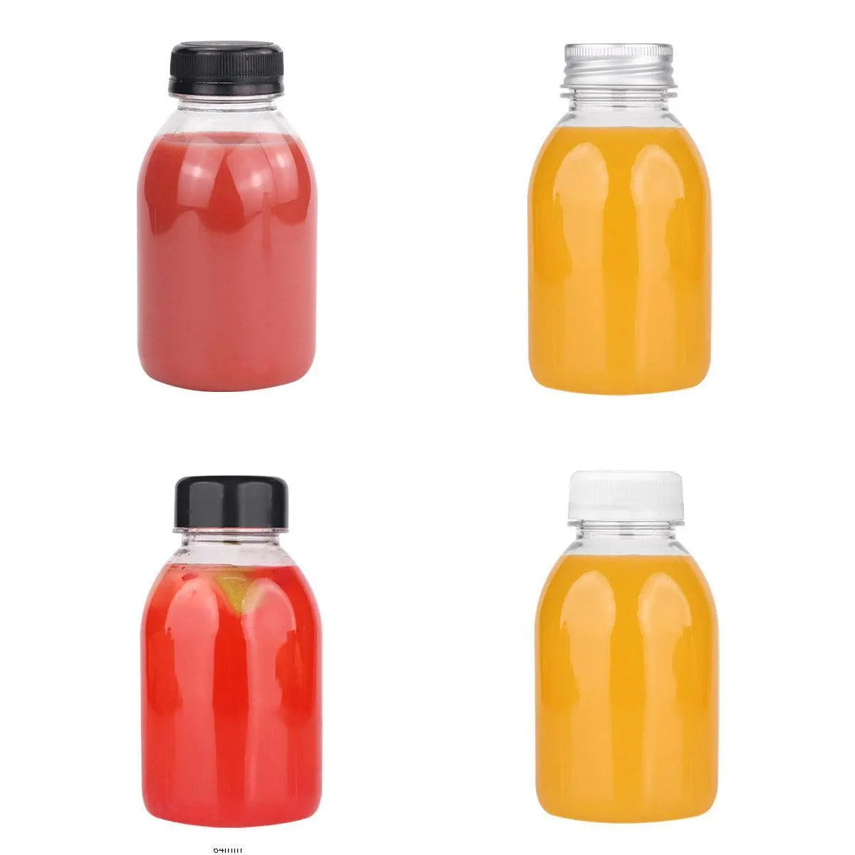 20pcs 250ml Reusable Plastic Juice Bottles 38mm Caliber Clear Beverage Container - Bottle-20pcs-Glossy -Black Wholesale Hub
