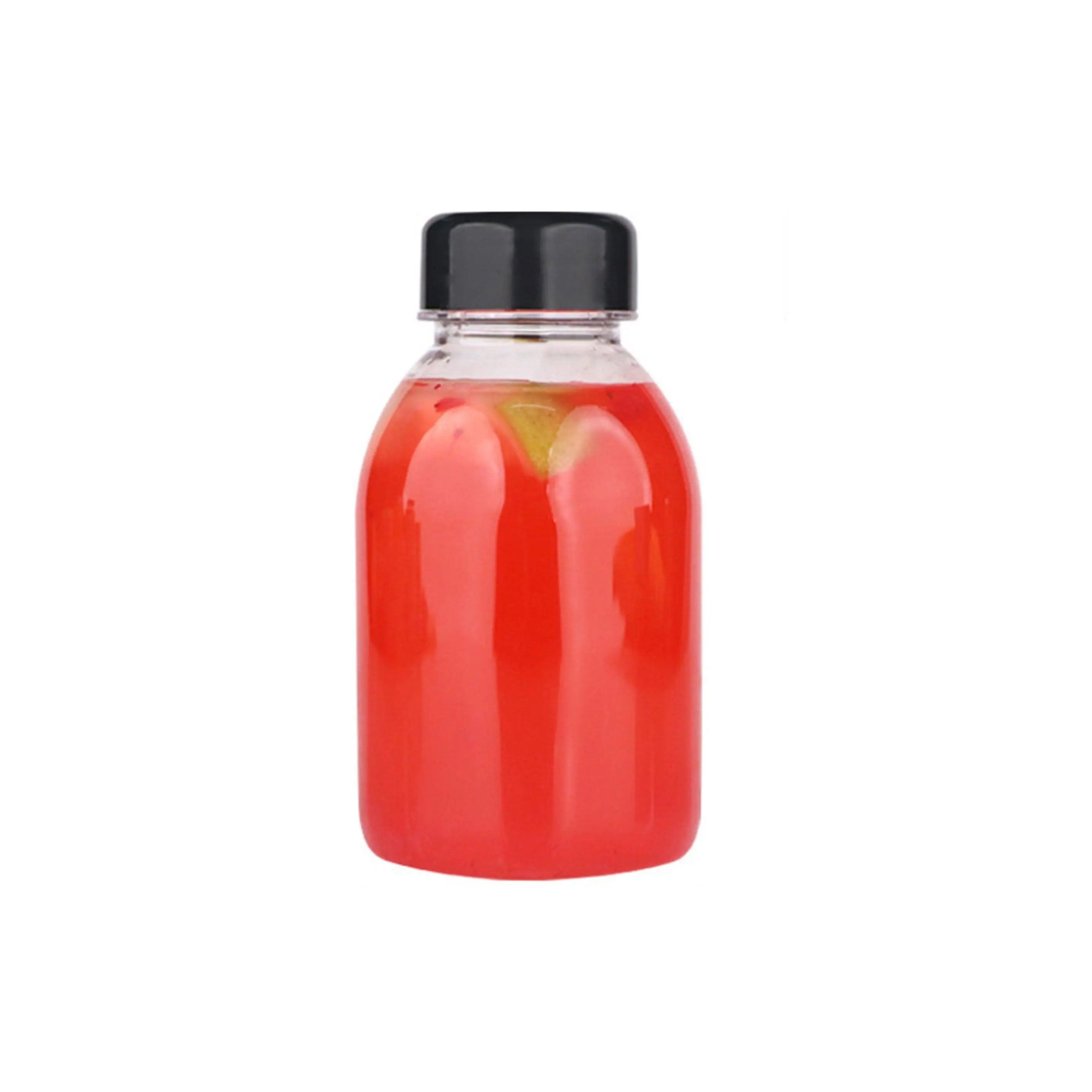20pcs 250ml Reusable Plastic Juice Bottles 38mm Caliber Clear Beverage Container - Bottle-20pcs-Glossy -Black Wholesale Hub