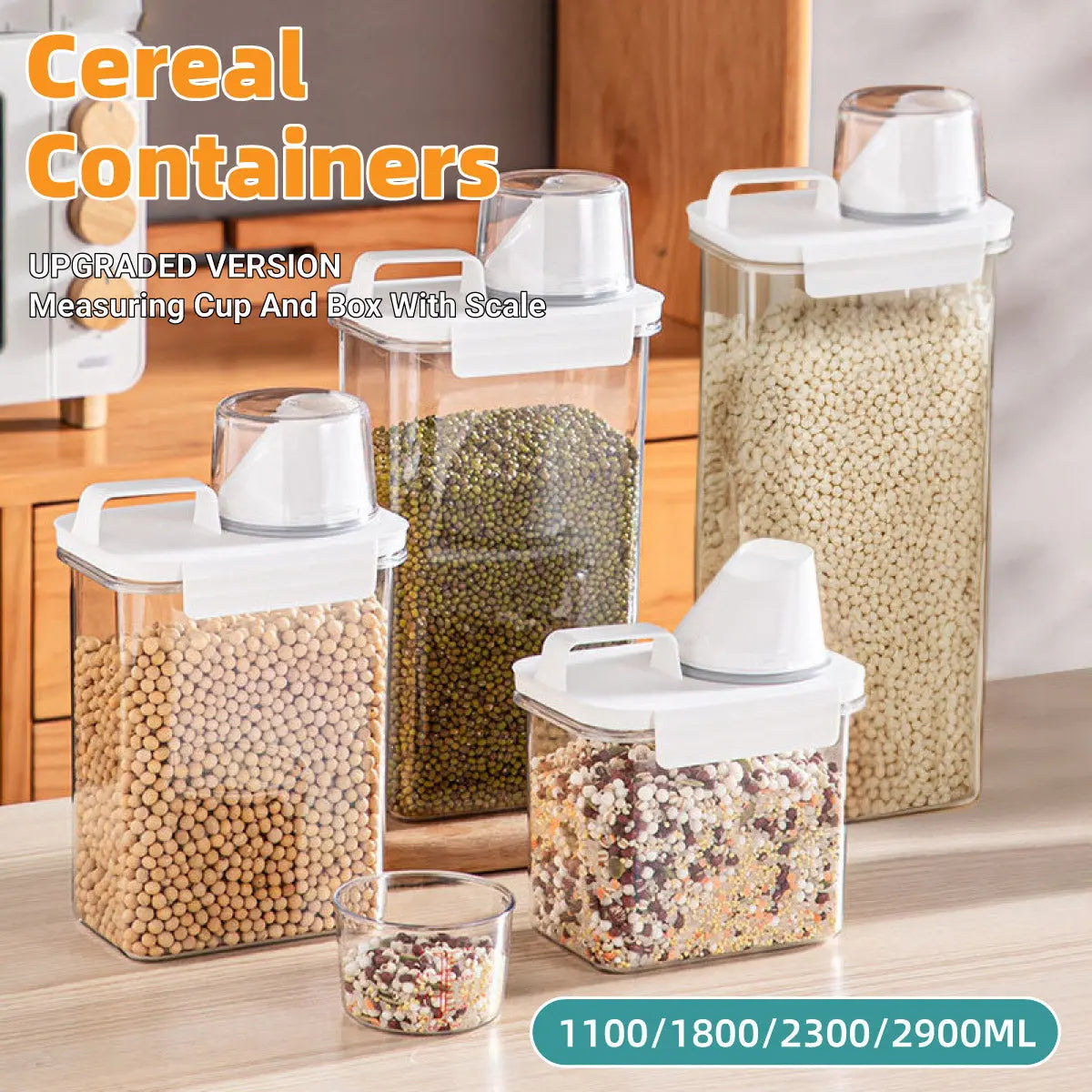 Sealed Household Grain Storage Box Transparent Rice Bucket Kitchen Storage - 2900ml Wholesale Hub