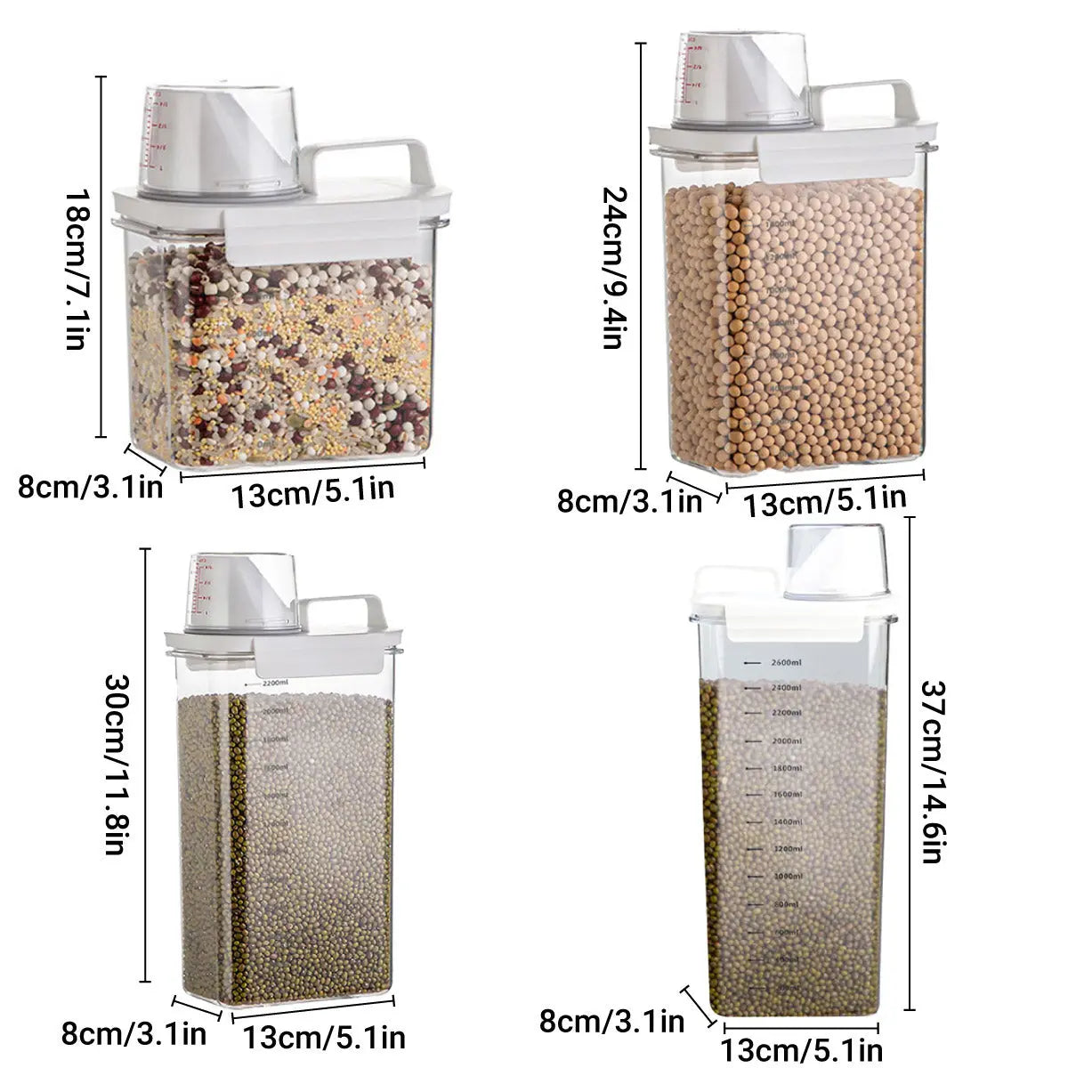Sealed Household Grain Storage Box Transparent Rice Bucket Kitchen Storage - 2900ml Wholesale Hub