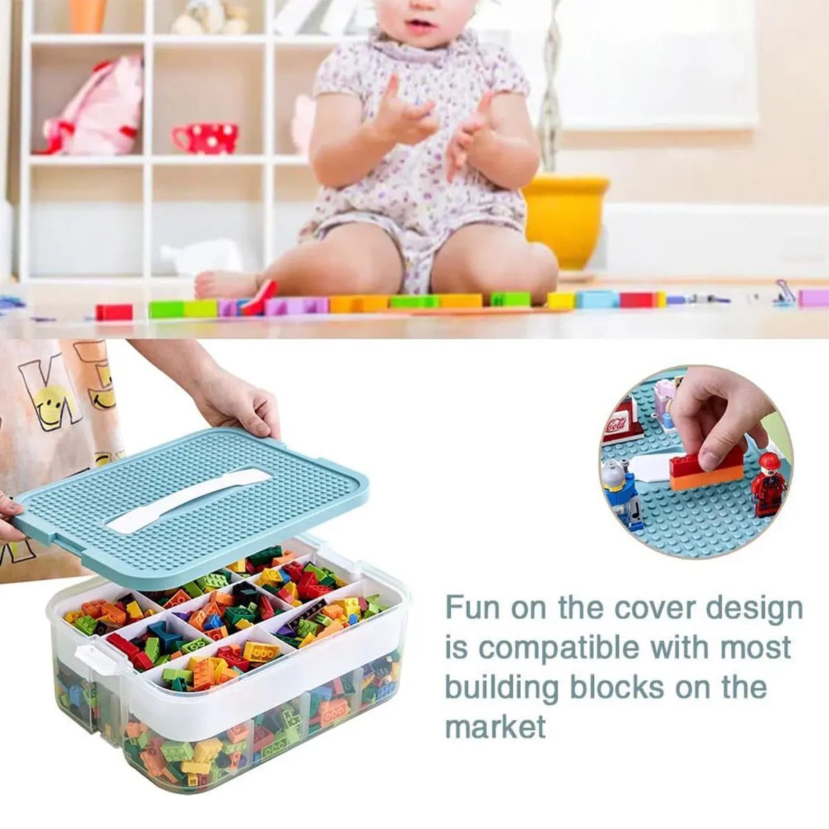 3Layer Storage Box Large Capacity Toy Organizer Building Block Storage Container - Green Wholesale Hub