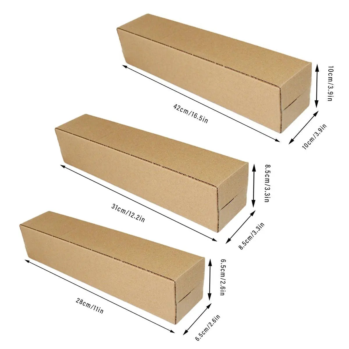 50pcs Long Strip Carton Flat Square Durable Shipping Boxes for Packaging Storage - 10cm x 10cm x 42cm Wholesale Hub