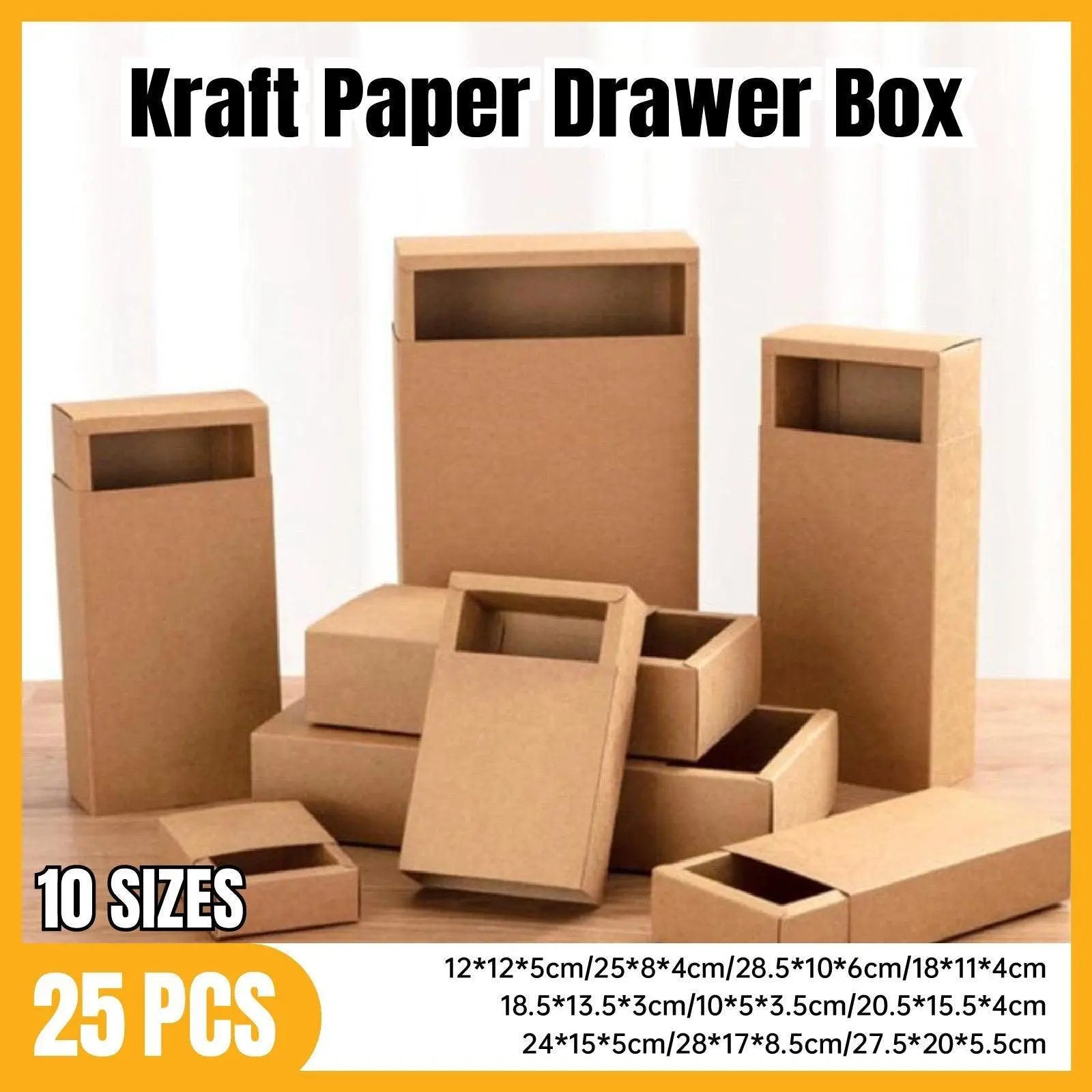 Kraft Paper Drawer Box Packaging Gift Storage Organiser Small Kraft Boxes - 25x8x4cm Wholesale Hub