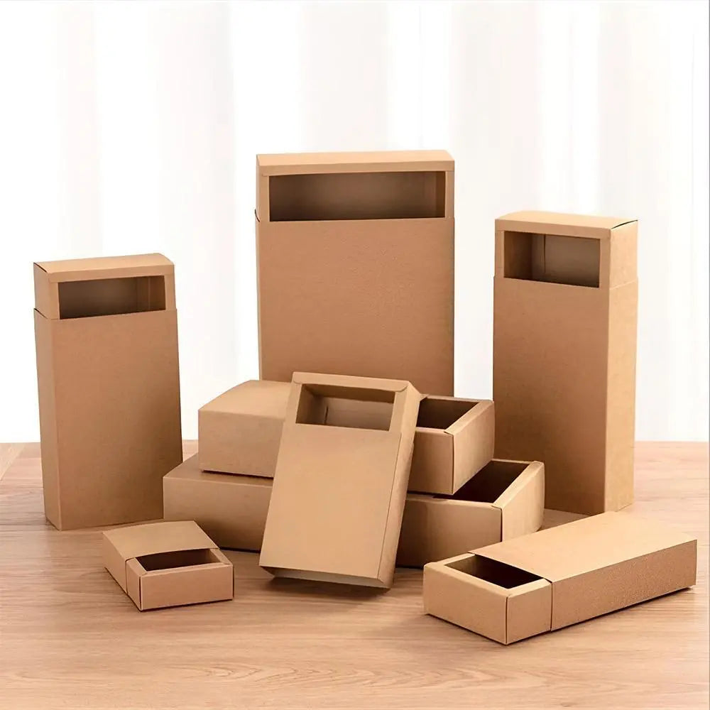 Kraft Paper Drawer Box Packaging Gift Storage Organiser Small Kraft Boxes - 25x8x4cm Wholesale Hub