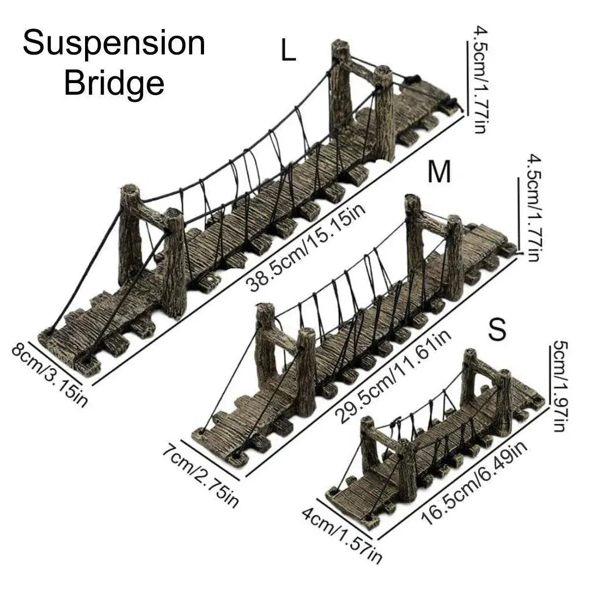Resin Bridge Aquarium Decoration Fish Tank Accessories Shrimp Tortoise Climbing - Suspension Bridge-M Wholesale Hub