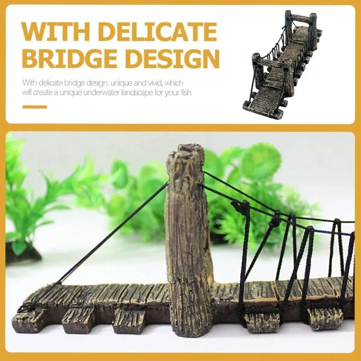 Resin Bridge Aquarium Decoration Fish Tank Accessories Shrimp Tortoise Climbing - Suspension Bridge-M Wholesale Hub