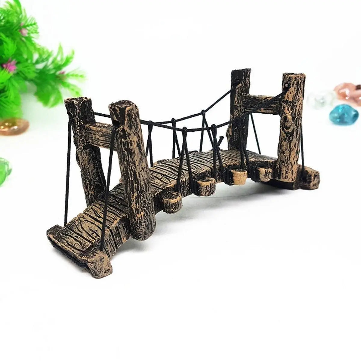 Resin Bridge Aquarium Decoration Fish Tank Accessories Shrimp Tortoise Climbing - Suspension Bridge-M Wholesale Hub