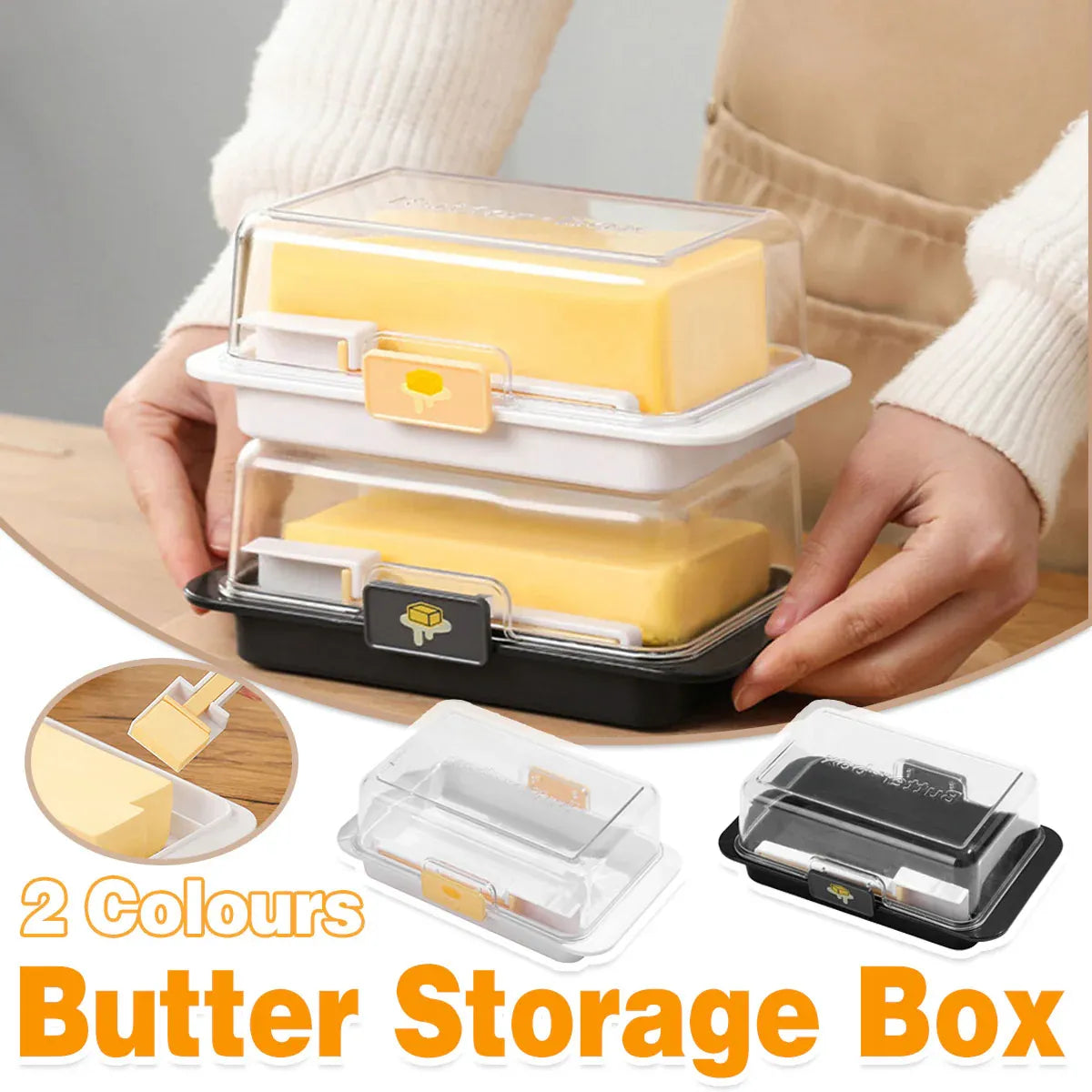 Butter Cheese Storage Box Kitchen Container with Lid Plastic Fridge Organizer - White Wholesale Hub