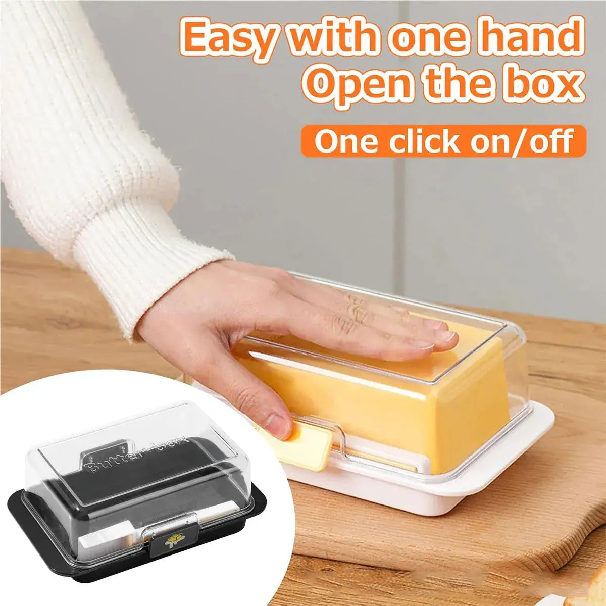 Butter Cheese Storage Box Kitchen Container with Lid Plastic Fridge Organizer - White Wholesale Hub