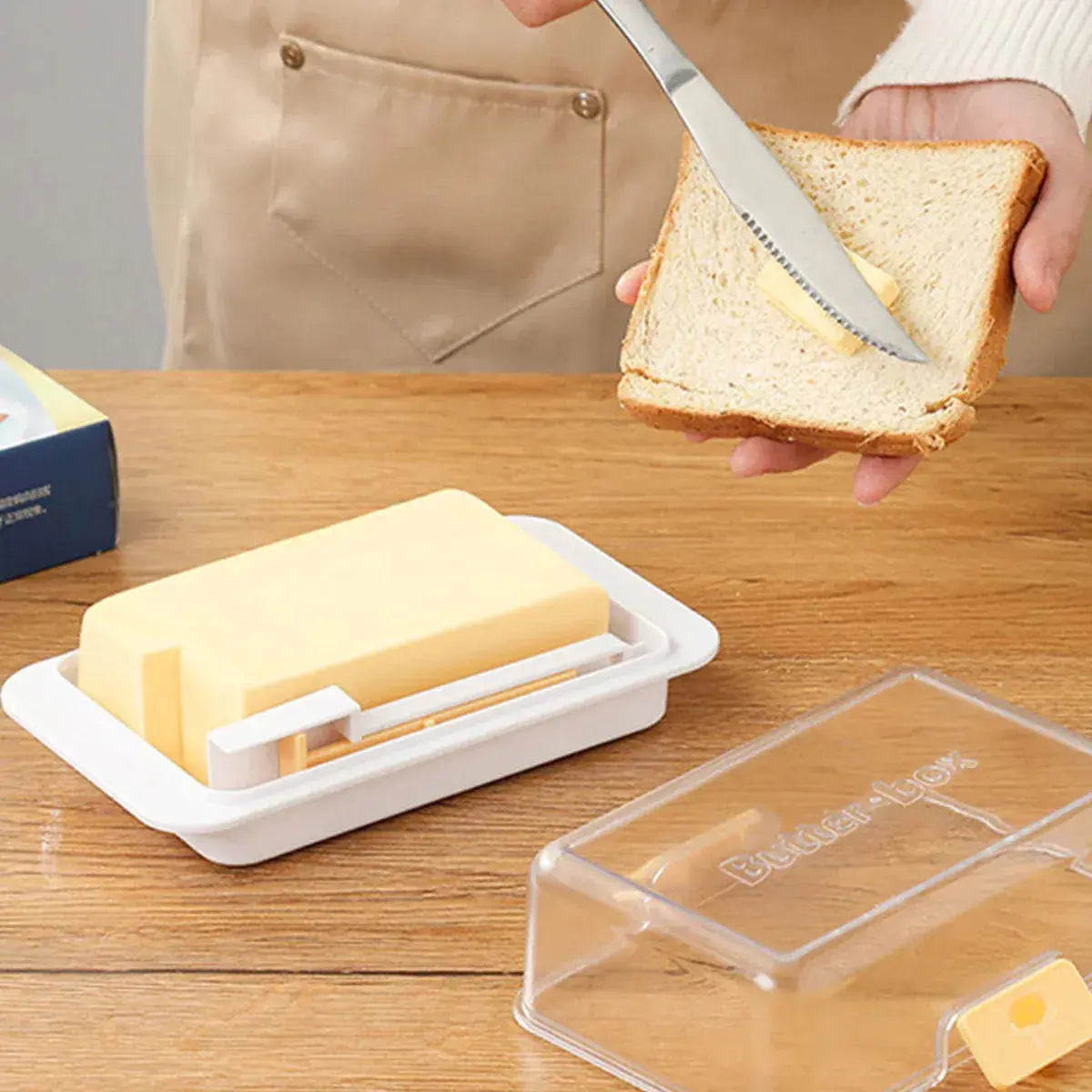 Butter Cheese Storage Box Kitchen Container with Lid Plastic Fridge Organizer - White Wholesale Hub