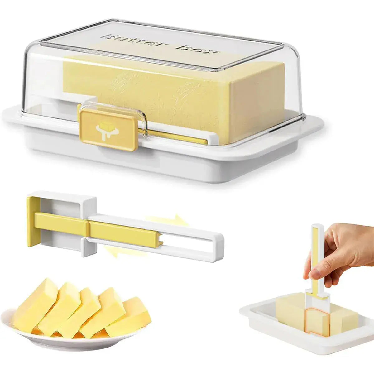 Butter Cheese Storage Box Kitchen Container with Lid Plastic Fridge Organizer - White Wholesale Hub