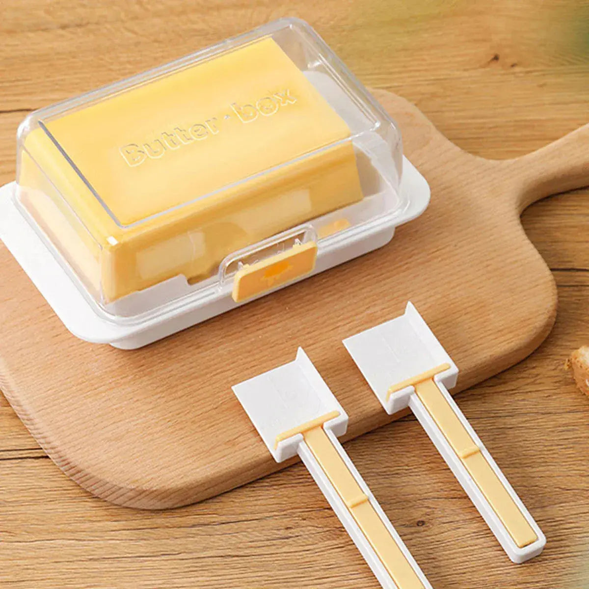Butter Cheese Storage Box Kitchen Container with Lid Plastic Fridge Organizer - White Wholesale Hub
