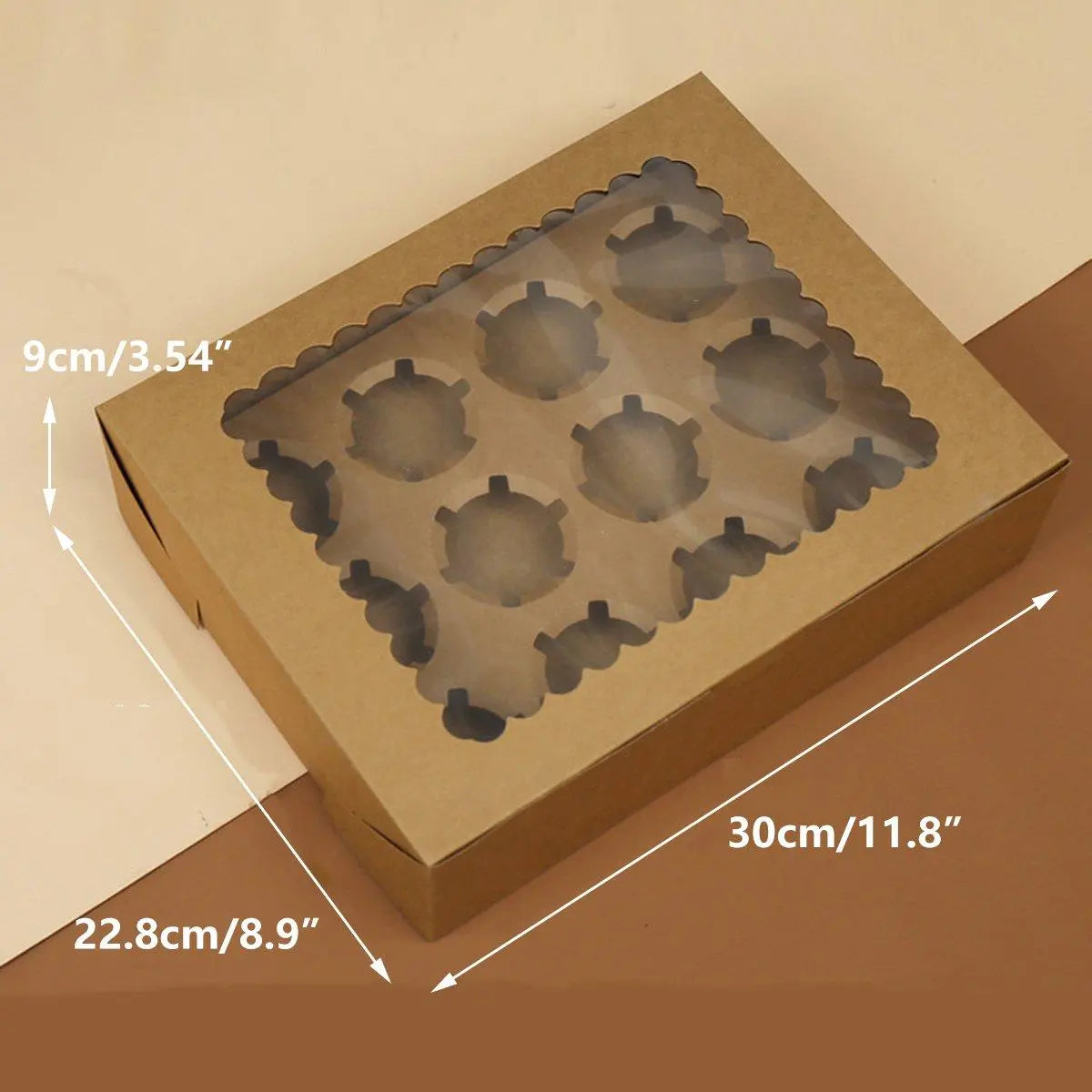 25Pcs Paper Cupcake Box with Window for Party Wedding Bakery Gift Packaging - 1 Hole Wholesale Hub