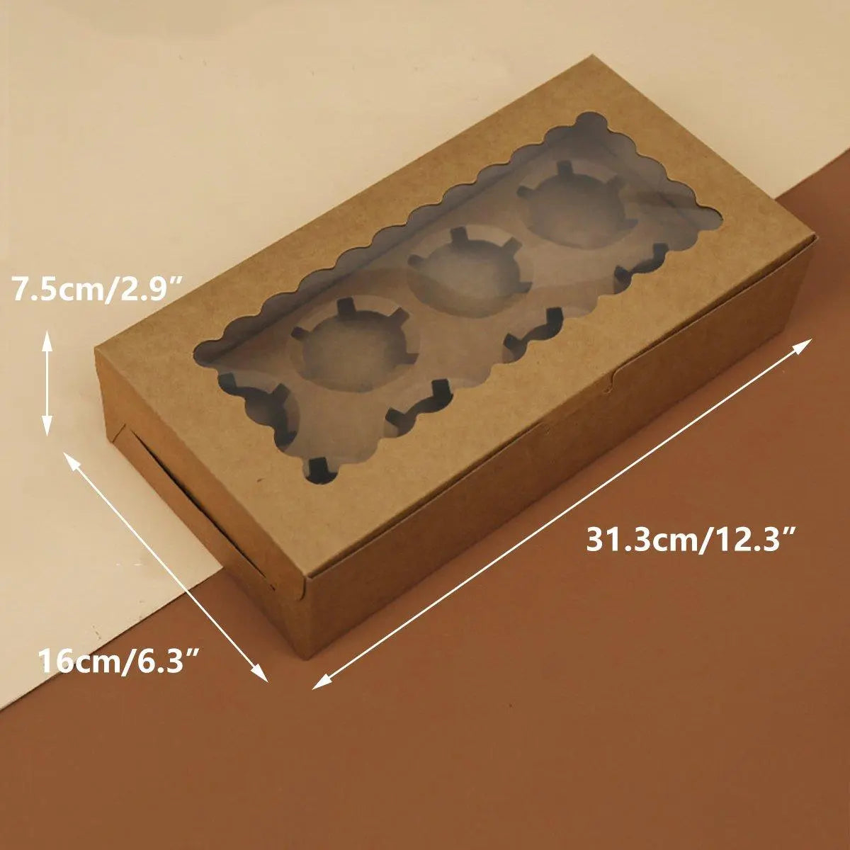 25Pcs Paper Cupcake Box with Window for Party Wedding Bakery Gift Packaging - 1 Hole Wholesale Hub
