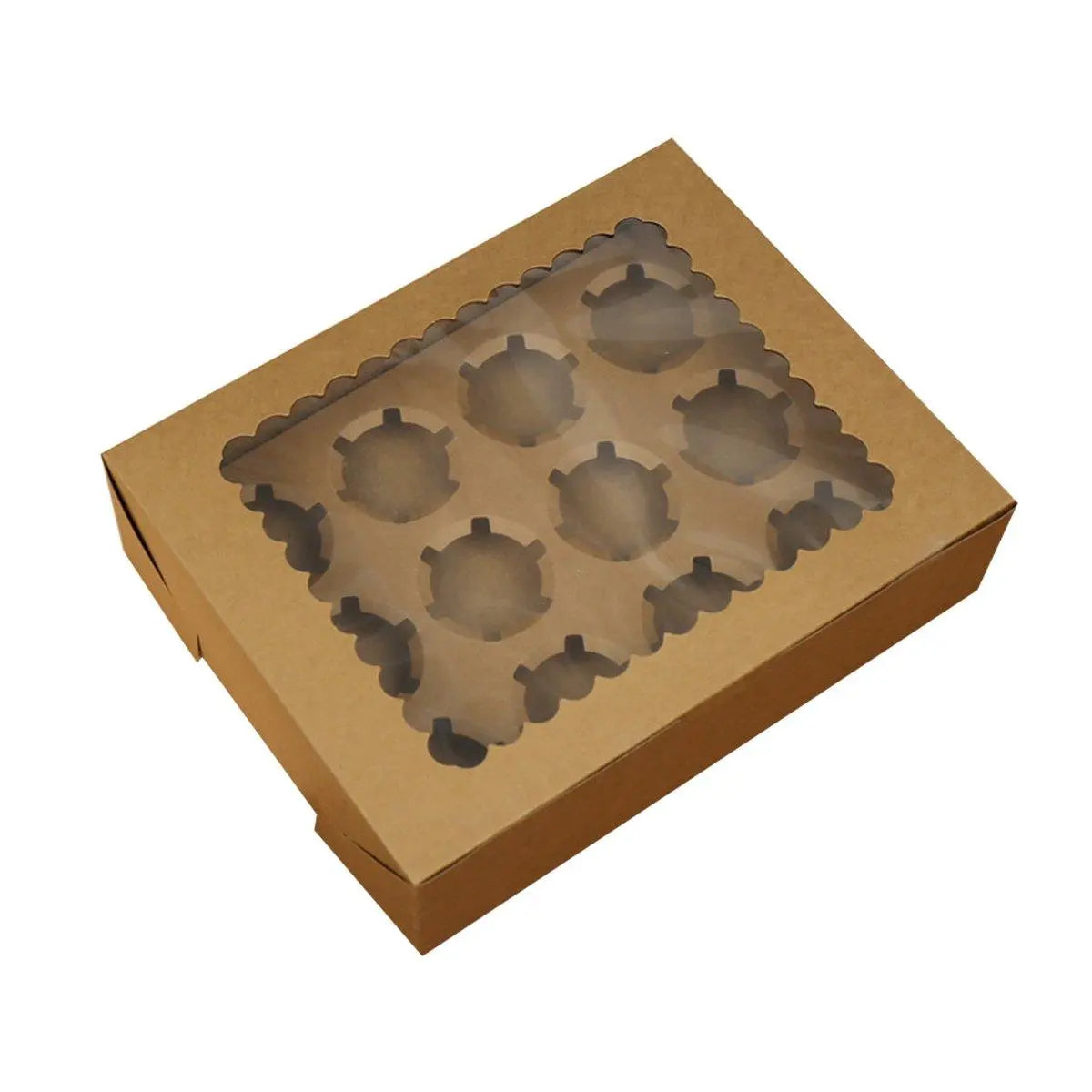 25Pcs Paper Cupcake Box with Window for Party Wedding Bakery Gift Packaging - 1 Hole Wholesale Hub